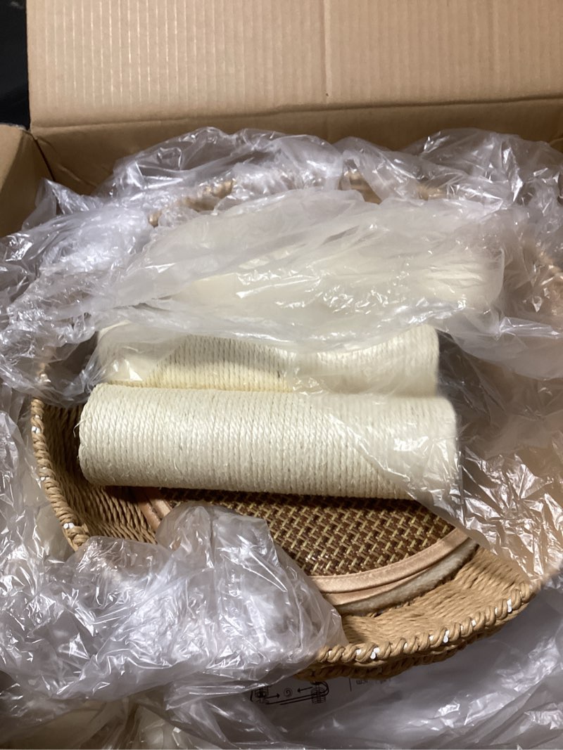 Condition photo showing As Is for Rattan Cat Tree Tower with Rattan Basket for Large Cats Up to 20LBS Cat Houses & Condos Cat Hammocks Beds(2 Basket)