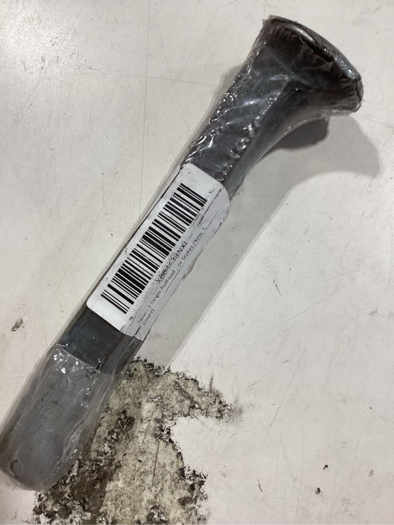 Condition photo showing New/Like New for 1 single railroad spike, unused, high carbon steel, 5/16” x 6.5”, knife forging, crafts, decorations, or outdoor stakes (new, 1, count) new 1.0