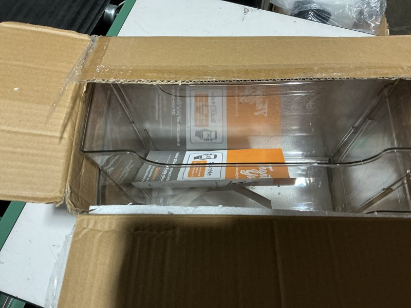 Condition photo showing As Is for Similar to mDesign Small Plastic Nursery Storage Container Bins with Handles for Organization in Cabinet, Closet or Cubby Shelves - Organizer for Baby Food, Bibs, Formula - Ligne Collection - Clear 10 x 4 x 3 (Pack of 1)