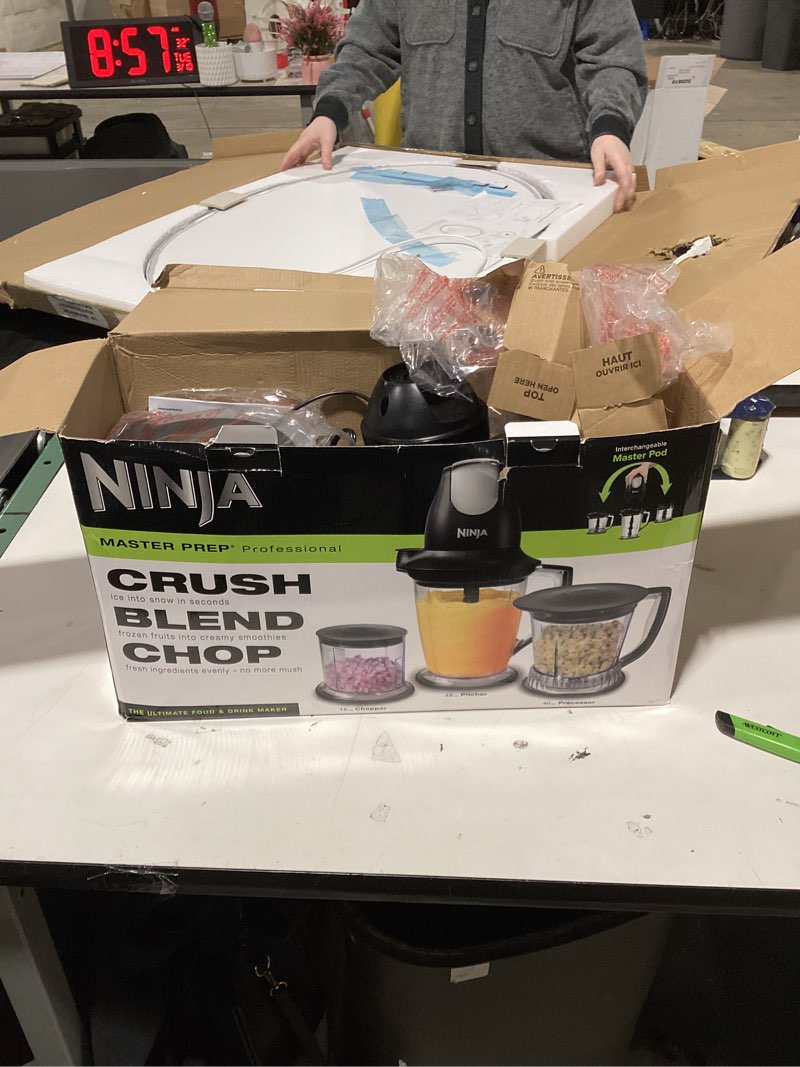 Condition photo showing Good Condition for Ninja QB1004 Blender/Food Processor with 450-Watt Base, 48oz Pitcher, 16oz Chopper Bowl, and 40oz Processor Bowl for Shakes, Smoothies, and Meal Prep,Black Black 48 ounces