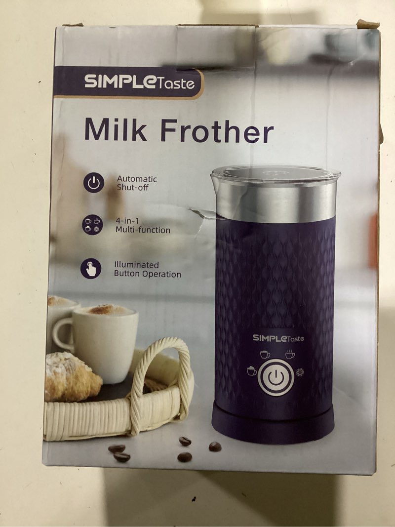 Condition photo showing New/Like New for SIMPLETASTE Milk Frother, 4-in-1 Electric Milk Steamer, Automatic Warm and Cold Foam Maker and Milk 