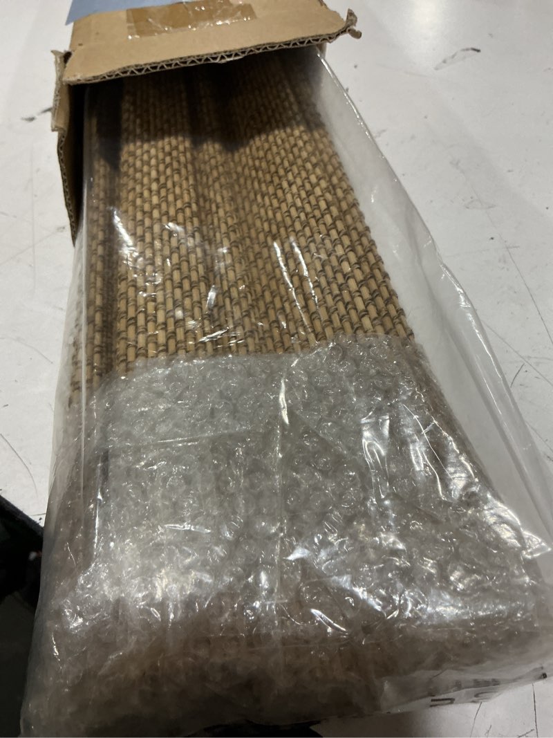 Condition photo showing Good Condition for lazblinds no drill cordless bamboo roman shades, light filtering blinds for indoor windows, roll up bamboo blinds for home, 20" w x 64" h, star-brown star-brown 20"w x 64"h