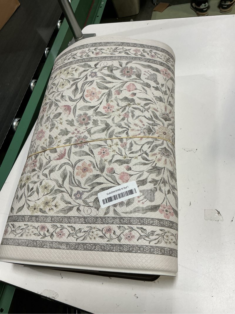 Condition photo showing As Is for KIMODE Anti Fatigue Kitchen Mats for Floor, Boho Floral Kitchen Rugs Sets of 2, Cushioned Kitchen Floor Mats Non Slip, Comfort Rugs for Kitchen Floor Sink Laundry Desk Beige 17.3"x29"+17.3"x47" 17.3" x 47"+17.3" x 29"--0.47 inches Beige