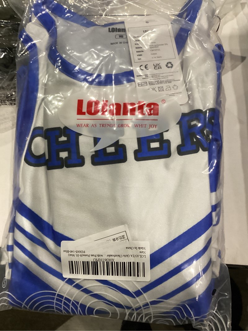 Condition photo showing Good Condition for LOLANTA Girls Cheerleader Costumes Dresses Cheerleading Outfit Cheer Uniform Pom Poms 8-10 Blue