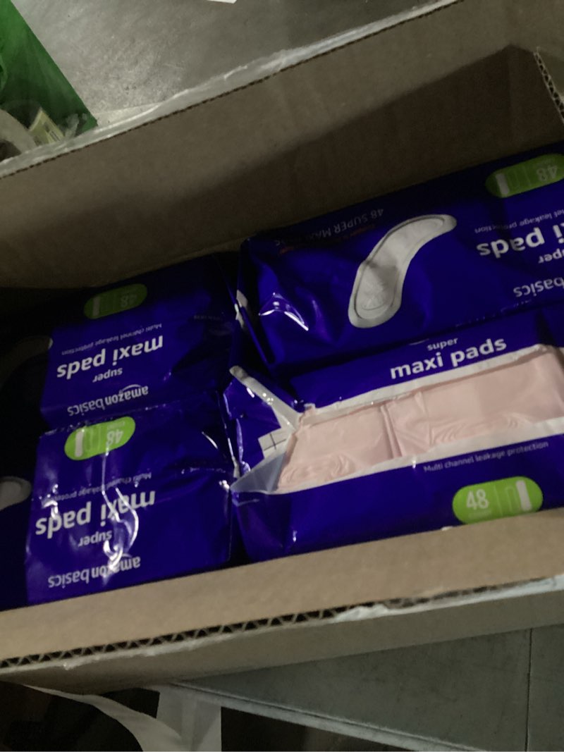 Condition photo showing New/Like New for amazon basics maxi pads for periods- thick, super absorbency, unscented, 48 count, 1 pack super 48.0