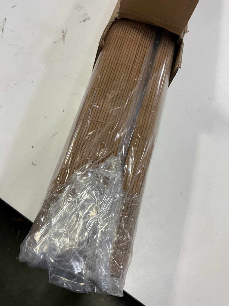 Condition photo showing Good Condition for lazblinds cordless blackout bamboo roman shades, room darkening blinds for interior windows, thermal insulated roll up bamboo blinds for home & patio, 44" w x 64" h, papara carbon blackout - papara carbon 44" w x 64" h