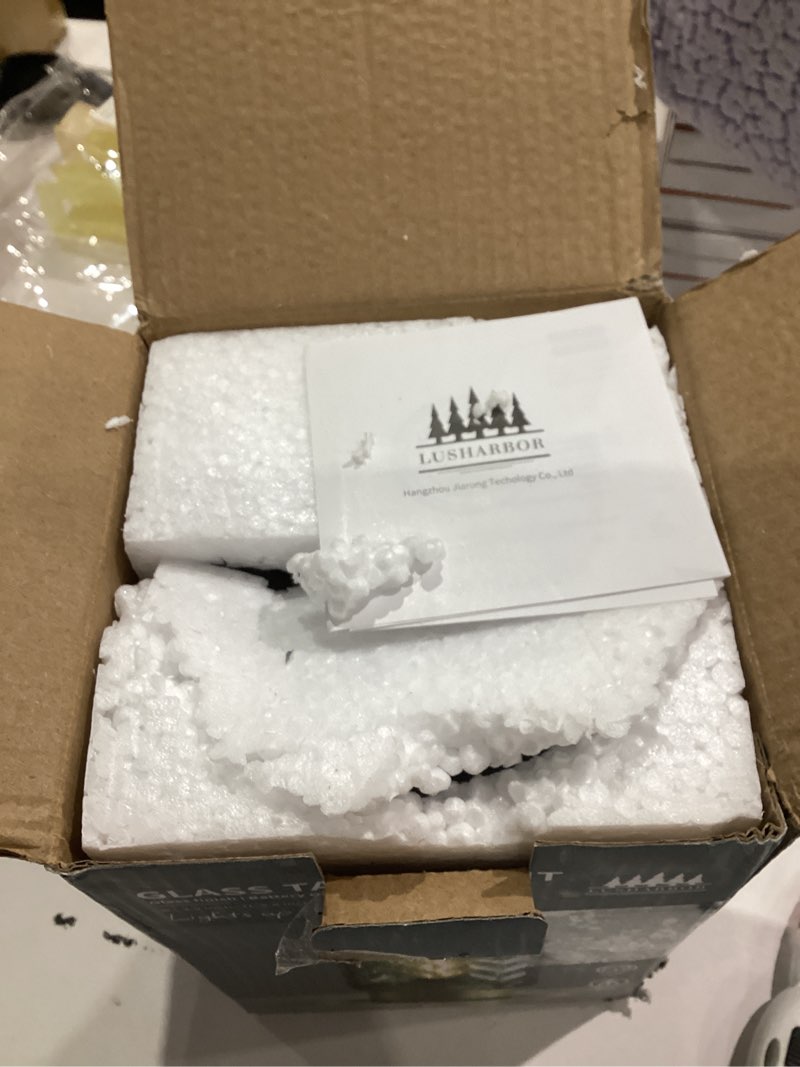 Condition photo showing Good Condition for Battery Operated Table Lamp, Small Lamp Bedside Decor Ambient, Cordless Glass Table Lamp Battery Powered for Bookshelf Desk Living Room Entryway Dorm Wave Design-Green Wave-Green