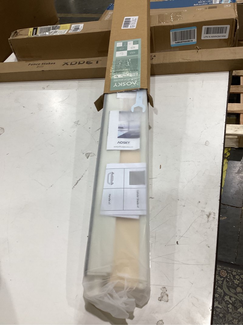 Condition photo showing Good Condition for aosky no drill cordless light filtering cellular shade 34" w x 64" h beige | no tools honeycomb blinds for indoor windows, free-stop shades for home, thermal insulated, noise reducing light filtering-beige 34"w x 64"h