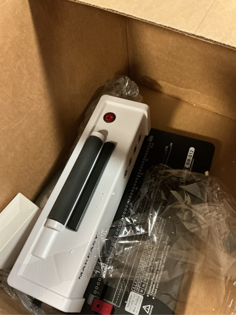 Condition photo showing As Is for MAKEASY Spiral Binding Machine, 12 Sheets Punch Capacity, Electric Coil Insert, Book Binder Machine for A4/A5/Letter Size Paper, Come with 1 Box pcs 5/16'' Coils & Pliers White