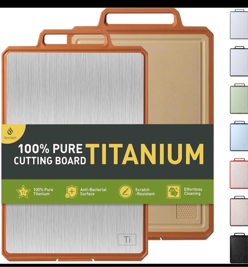 Titanium Cutting Boards for Kitchen Chopping Board with Handle Large Big Small Kitchen Meat Butcher Block 2 in 1 Pure Titanium and Wheat Straw PP Not Wood Bamboo Plastic Silicone Teak Morandi Orange 1pc: 17.1"L × 10.8"W Morandi Orange