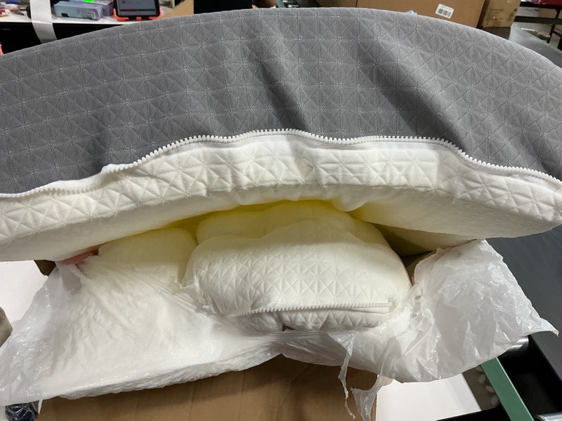 Condition photo showing As Is for tanyoo bed wedge pillow for sleep apnea 7.5inch gerd pillow patent dual layer triangle pillow adjustable shredded memory foam topper soft support ideal for acid reflux, after surgery, snoring 24x24x7.5 inch