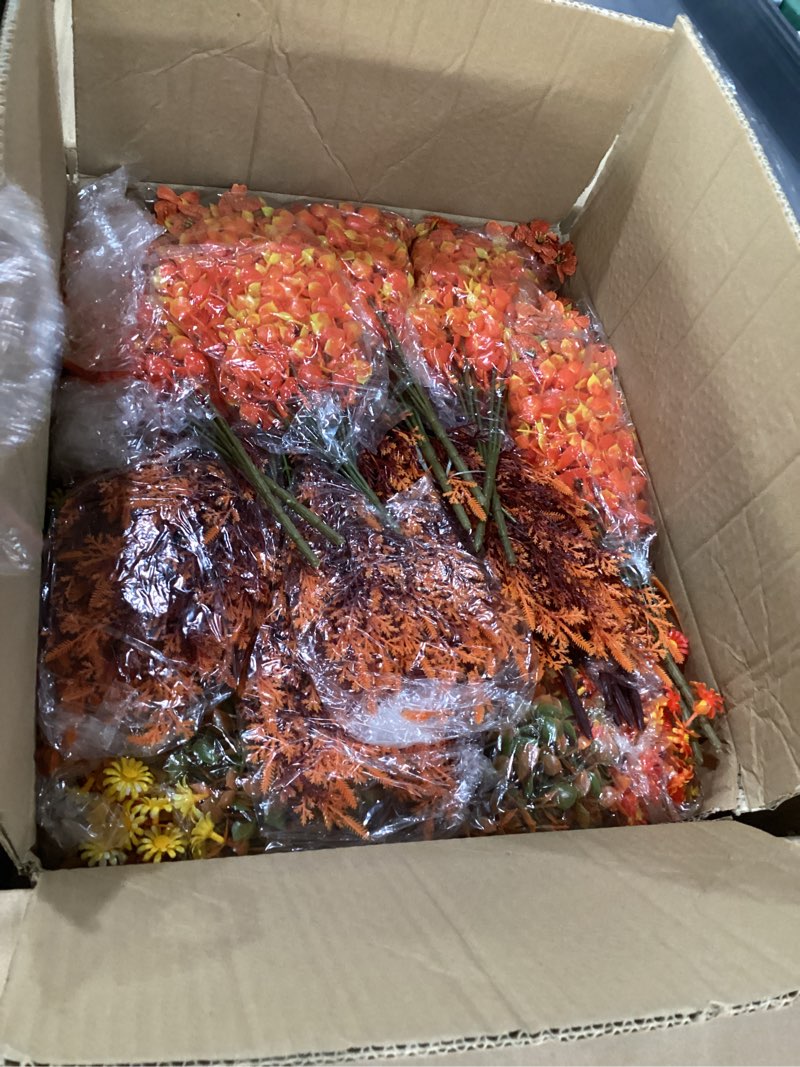Condition photo showing New/Like New for Giegxin Artificial Fall Flowers Bulk for Outdoors Realistic Outdoor Faux Plants Uv Resistant Artificial Wild Flowers, Plastic Plants Fake Wheat Violet for Hanging Garden Porch Window Wall Decor
