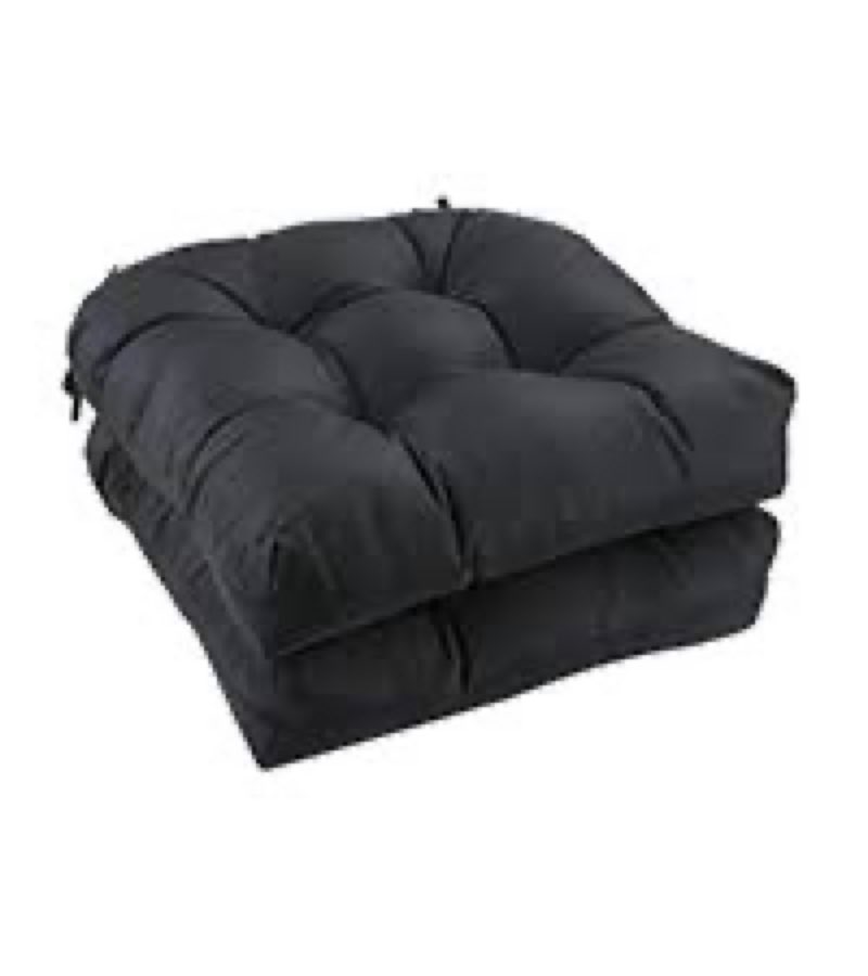 outdoor chair cushions, outdoor cushions, patio chair cushions, indoor full-length ties for non-slip support, premium comfortable thick fiber, set of 2 (black , 19 x19 inch)