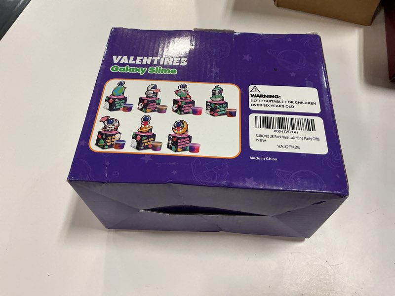 Condition photo showing New/Like New for 28 Pack Valentines Day Gifts for Kids, Galaxy Slime with Greeting Card Box Stress Relief Fidget Toy for Kids Party Favor Supplies, Classroom Exchange Prizes Valentine Party Gifts Style 3