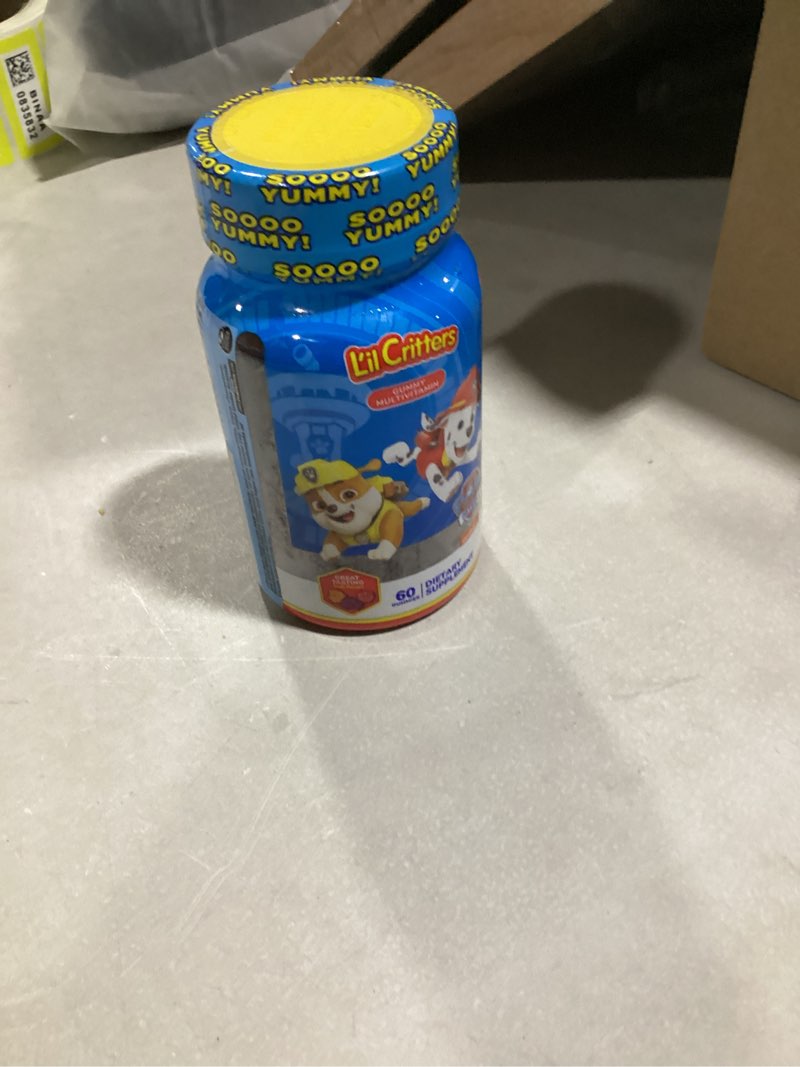 Condition photo showing Good Condition for L’il Critters Paw Patrol Gummy Vites Daily Gummy Multivitamin for Kids, Vitamin C, D3 for Immune Support Cherry, Orange and Blueberry Flavors, 60 Gummies 60 Count (Pack of 1)