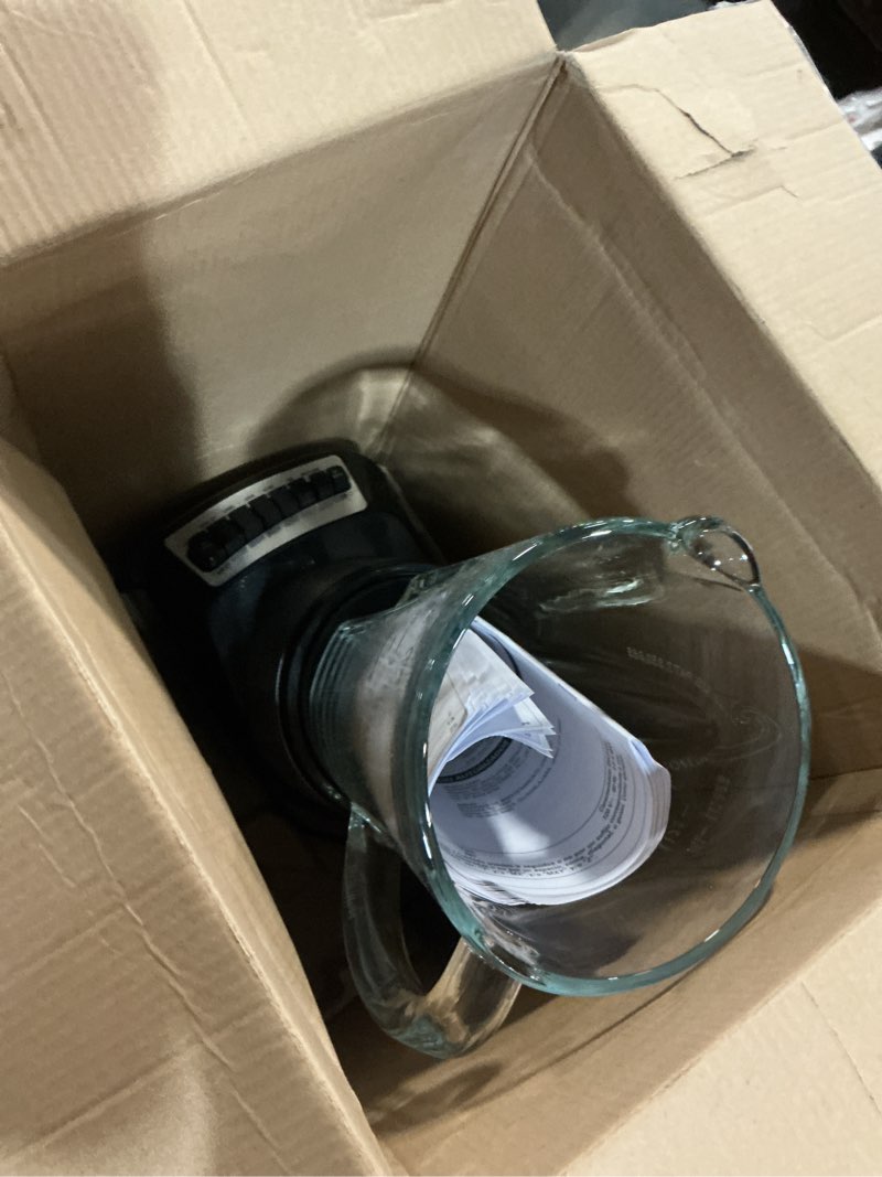 Condition photo showing As Is for Hamilton Beach Wave Crusher Blender For Smoothies With 40 Oz Glass Jar and 14 Functions, Ice Sabre Blades & 700 Watts for Consistently Smooth Results, Black + Stainless Steel (54221) Stainless Steel Blender