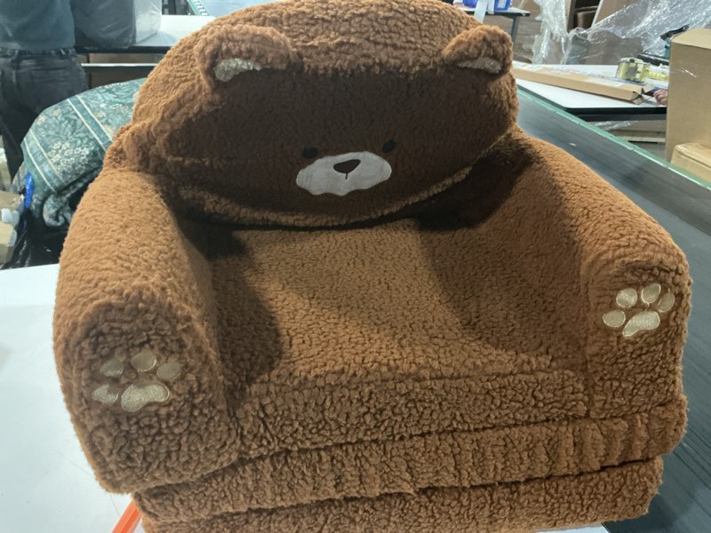 Condition photo showing Good Condition for MOONBEEKI 2-in-1 Foldable Toddler Couch, Soft Sherpa Fabric with Washable Cover, Convertible Sofa to Lounger, Kids Sofa for Playroom, Bedroom, Living Room, Birthday Gift, Ages 1-3, Bear, Medium bear Medium