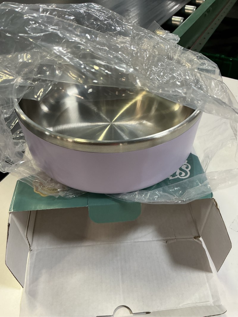 Condition photo showing New/Like New for stainless steel dog bowls for small dogs, 40 ounces/5 cup dog food and water bowl, double wall weighted dog dish, rustproof metal pet bowls with non slip silicone base