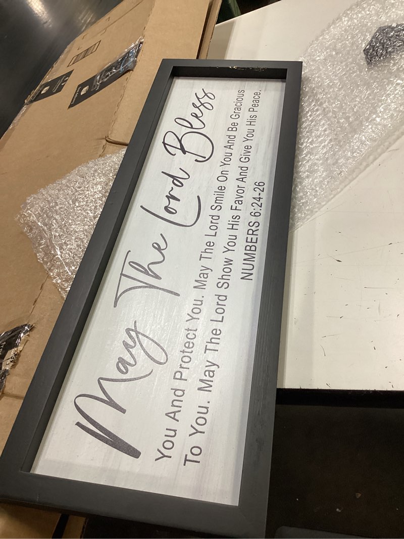 Condition photo showing Good Condition for numbers 6:24-26 wall decor,may the lord bless wall art print framed wooden,grey rustic christian bible verse scripture wall art decor for christian prayer room home