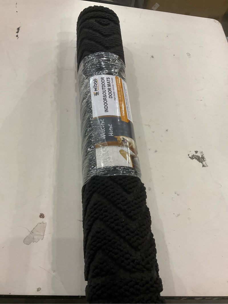 Condition photo showing New/Like New for Mibao Front Door Mat, Dirt Trapper Welcome Mat for Outdoor Indoor, Non-Slip Waterproof Doormat, Durable Low Profile Entry Rug for Back Door Outside Patio Porch, 35.5" x 24", Black 2' x 2'11" (Rectangular) Black-wave