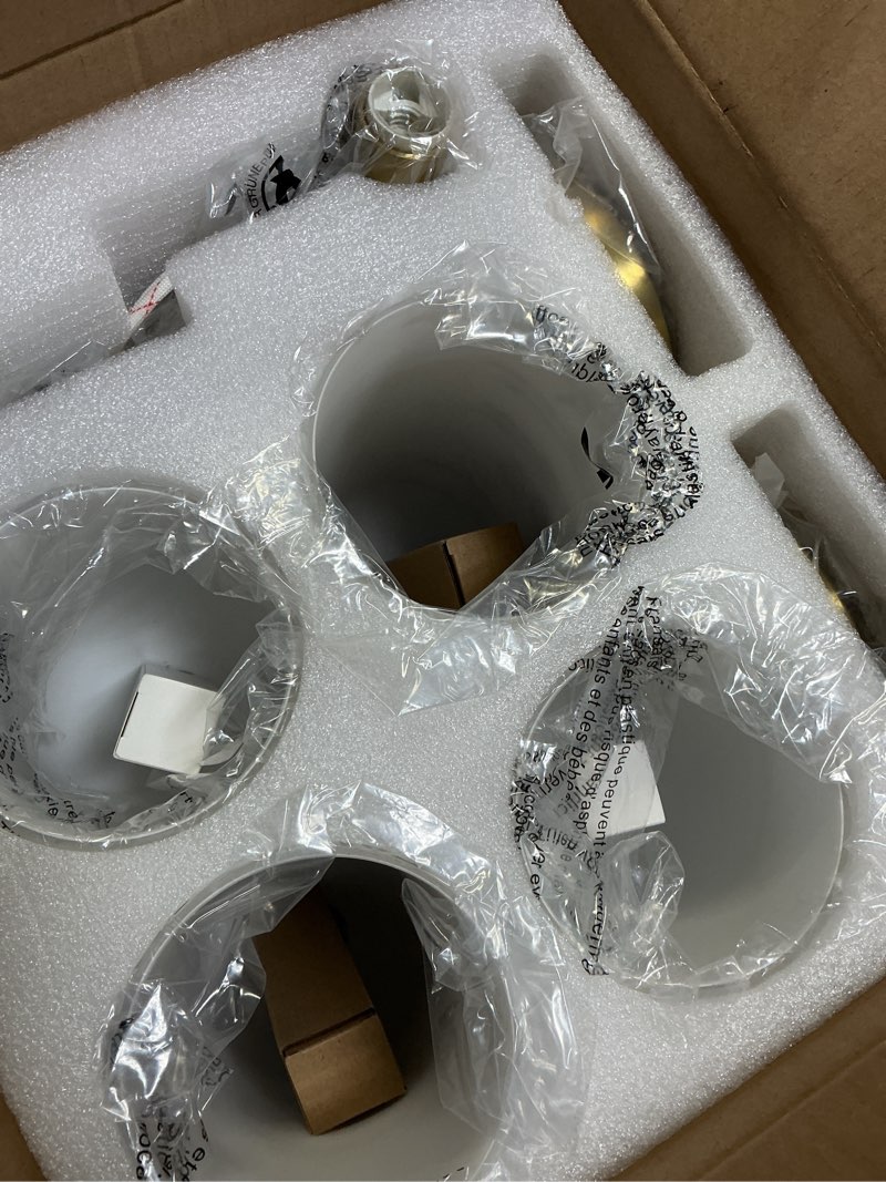 Condition photo showing Good Condition for Mid Century Bathroom Wall Sconce - Set of 2 Modern Brushed Gold Brass Sconces - Frosted Milk White Glass Indoor Dimmable Lighting Fixture with Bulb - Double Vanity Lights for Bedroom Living Room Decor 2 Pack