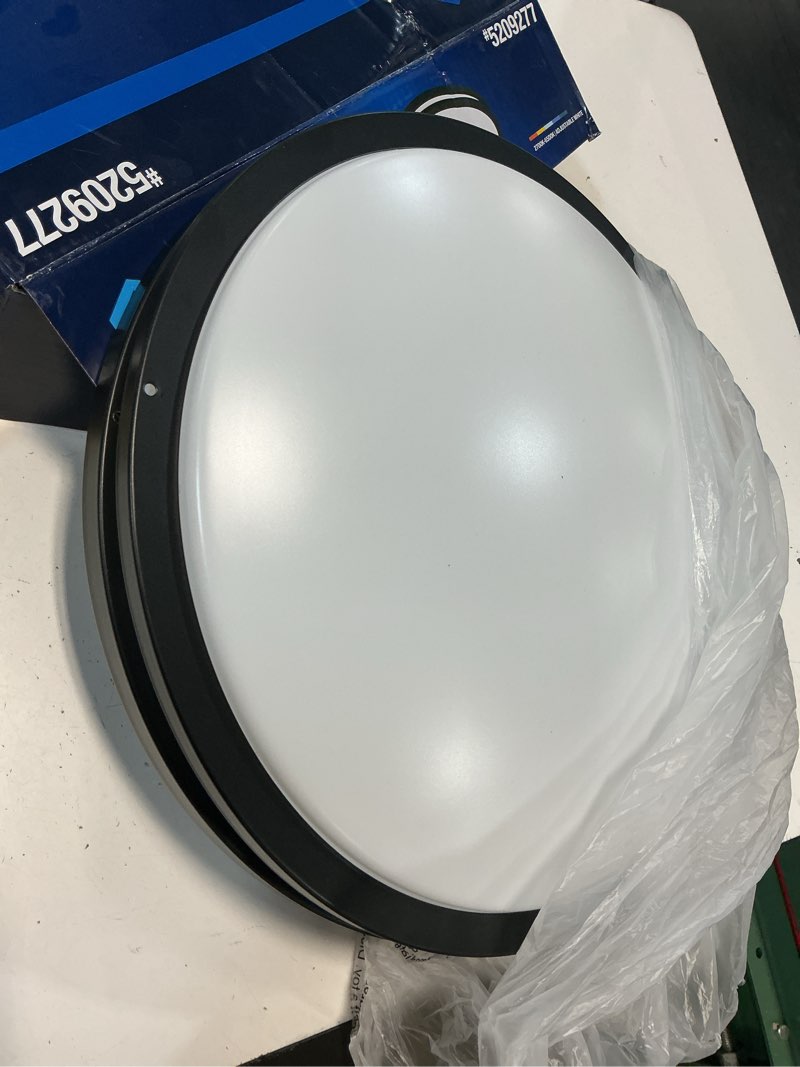 Condition photo showing As Is for project source 1-light 17-in matte black integrated led flush mount light