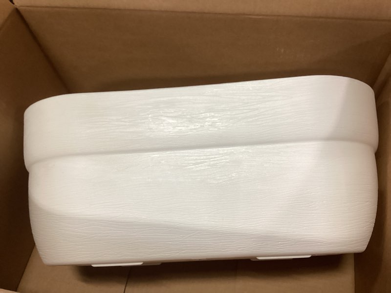 Condition photo showing Good Condition for bloomers railing planter with drainage holes – 24" weatherproof resin planter – polyethylene plastic - white white 24.3 × 10.5 × 9.5 inches