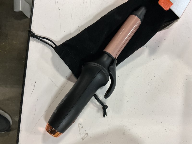 Condition photo showing As Is for cordless curling iron hair curler: mini usb rechargeable 4000 mah 3 temp setting travel portable 200 million negative ion for long short hair 0.86 inch black