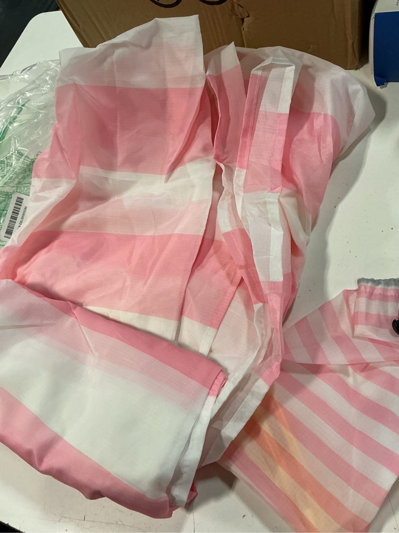 Condition photo showing Good Condition for bew pink stripe beach blanket sandproof waterproof, extra large 78''×86'' beach mat for 1-4 adults with stakes and sand pocket, compact lightweight sand free picnic mat beach essential pink stripe 6.6x7.2 ft (1?4 person)