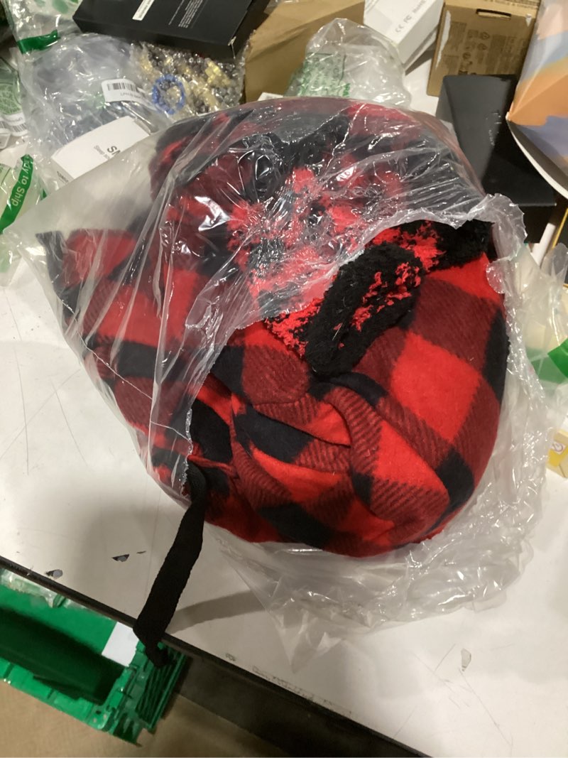 Condition photo showing As Is for #followme printed microfleece button front pj pant set with socks 6370-10195-3x, red black - buffalo plaid