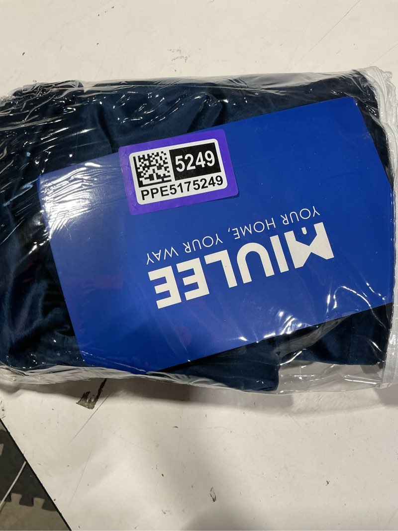 Condition photo showing New/Like New for miulee navy blue velvet curtains 84 inch long luxury super soft thermal insulated blackout curtains room darkening drapes rod pocket design for bedroom living room set of 2 panels, w40 x l84 inch 40"w x 84"l (pack of 2) navy blue