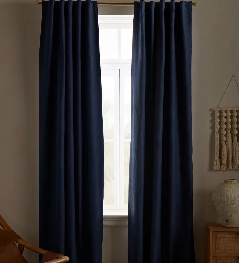 Quince European Linen True Blackout Curtain 48”x108” Navy European Linen True Blackout Curtain - Single Panel