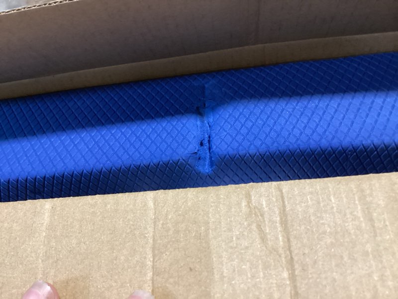 Condition photo showing As Is for strongtek extra wide foam balance pad for physical therapy, 19" x 15.8" x 2.4", high-density tpe foam pad for exercise, enhanced stability, core strength, non-slip & water-resistant, for fitness, yoga blue