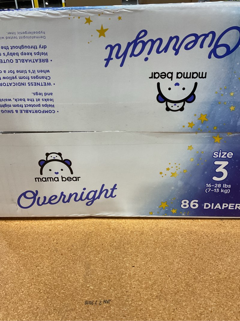 Condition photo showing New/Like New for amazon brand - mama bear overnight baby diapers with leak  protection, fragrance-free, size 3, 88 count size 3 (86 count)
