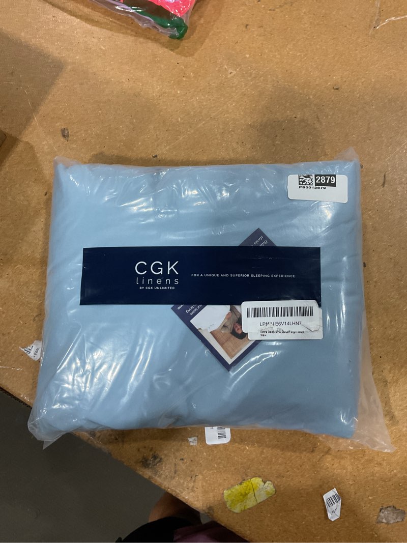 Condition photo showing New/Like New for extra deep queen sheet set - 6 piece breathable and cooling sheets - hotel luxury bedding for women, men, kids & teens - easy secure fit - soft, wrinkle free and comfy - extra deep pockets - sky blue 24 - sky blue queen