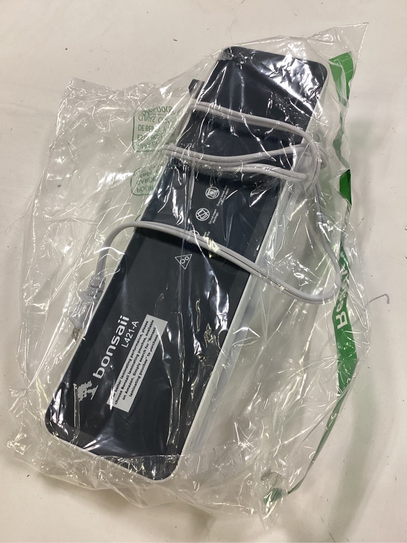 Condition photo showing As Is for Bonsaii Laminator Machine with 5 Laminating Sheets, 9 Inch Thermal Laminating Machine for Doc/Posters/Photos, Compact Laminator for Home Office School, L421-Grey 9 in + 5 pouches