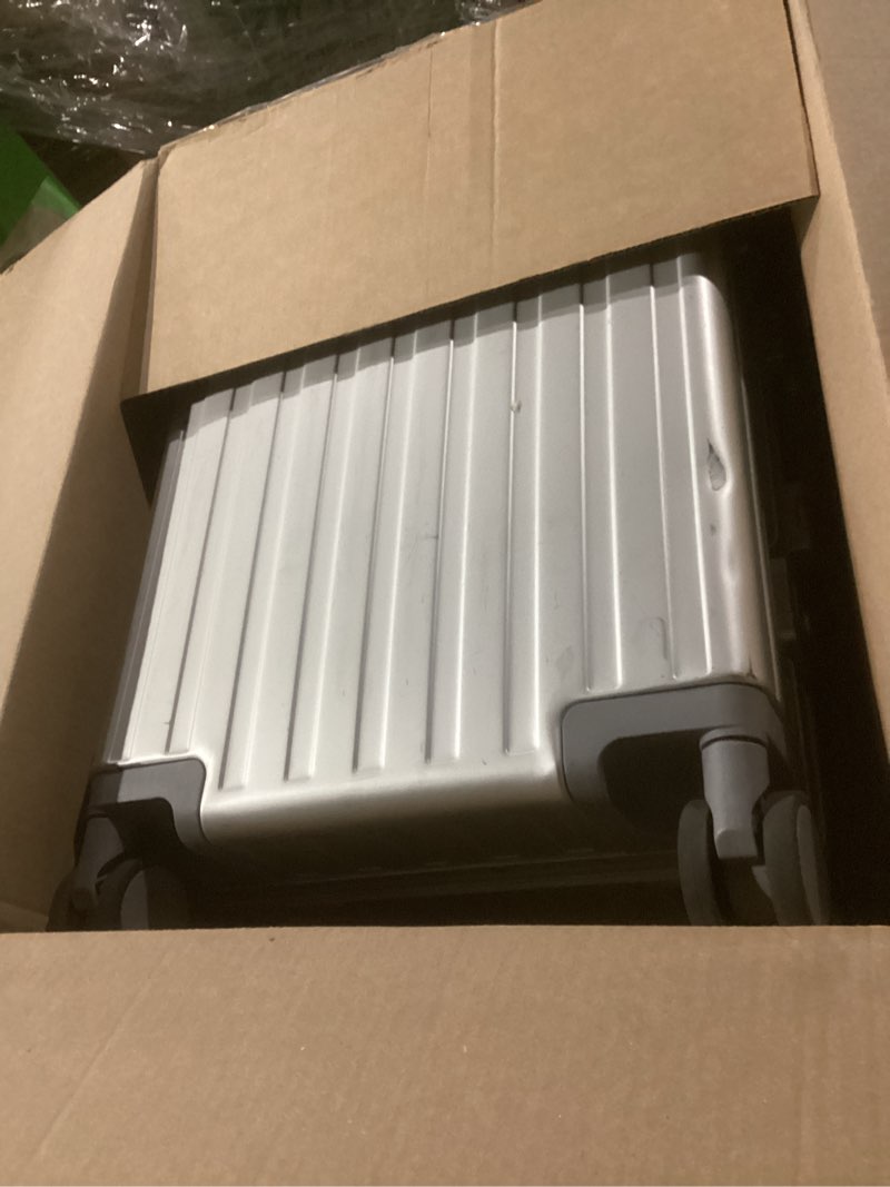Condition photo showing New/Like New for 20 inch all aluminum carry on luggage 22x14x9 airline approved zipperless hard shell suitcase with tsa lock silent spinner wheels for business travel,silver