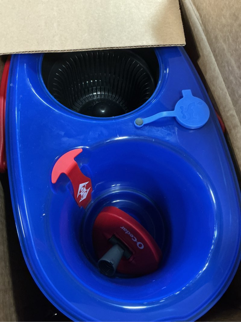Condition photo showing As Is for o-cedar rinseclean spin mop & bucket system | clean with clean water | removes 99% of bacteria