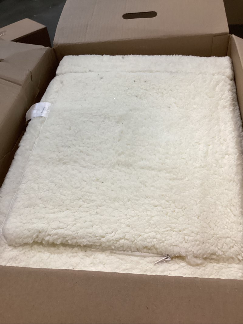 Condition photo showing As Is for ALIMORDEN 2-in-1 Flip Out Cuddly Sherpa Kids Couch, Convertible Sofa to Lounger, Cream Armchair Cream