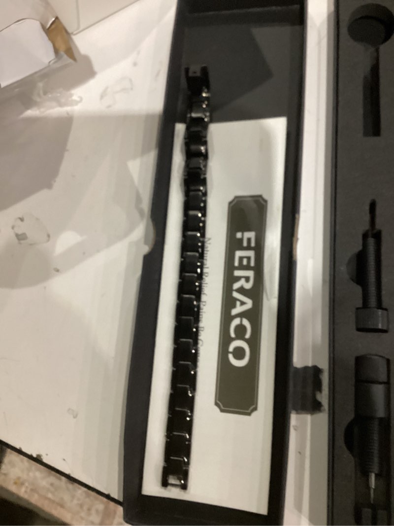 Condition photo showing Good Condition for feraco mens magnetic bracelet, effective titanium steel magnet bracelets with sizing tool, black