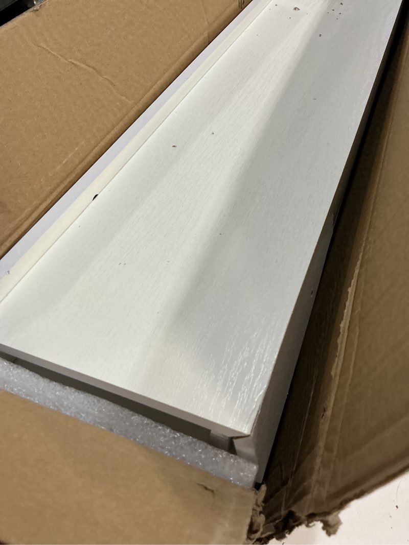 Condition photo showing Good Condition for upsimples Floating Shelves for Wall, 23.6 Inch Shelves for Decor Storage Set of 6, Wall Mounted Wood Shelf for Bedroom, Living Room, Bathroom, Kitchen, Long Picture Ledge Shelves, White White 23.6in