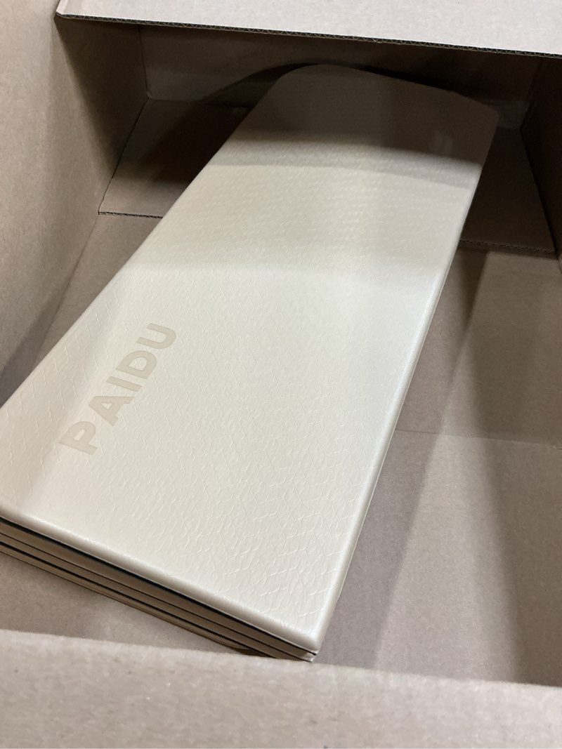 Condition photo showing Good Condition for paidu foldable fitness yoga mat | 2/5" (10mm) extra thick | sgs certified non-slip tpe | 75x26" extra long-wide | portable & easy store | for yoga, pilates, home gym & full-body workouts beige+dark gray