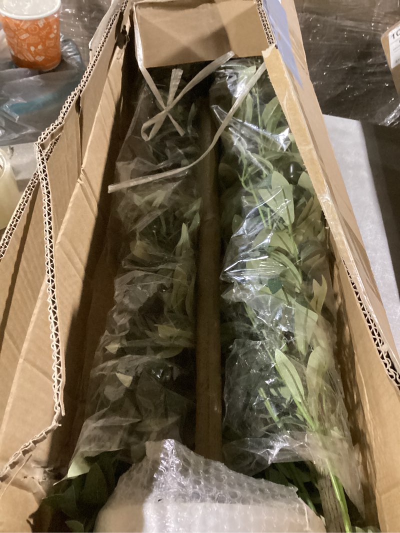 Condition photo showing As Is for olive tree 6ft fake tree faux plants indoor with pot artificial tree nearly natural olive branches and fruits for living room home office decorations 6ft-02