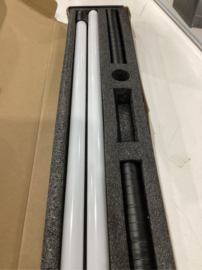 Condition photo showing As Is for oomyeh lightsaber kids toy alloy hilt update 15 colors with 3 modes type-c rechargeable 2 in 1 dueling light saber for kids and adults children's day (2 pack silver) 15 colors silver