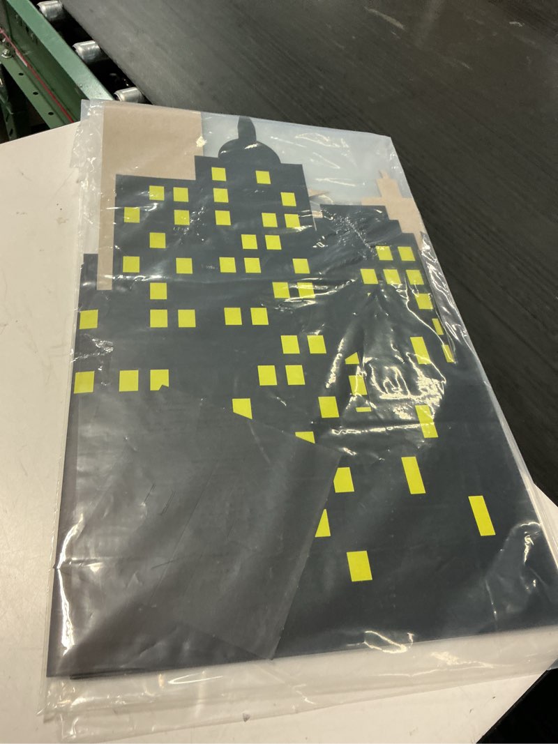 Condition photo showing Good Condition for geyee 59.06 x 26.3 inches city skyline backdrops american cityscape hero theme cardboard buildings scenes photography background for children birthday baby shower party photo cake table decorations