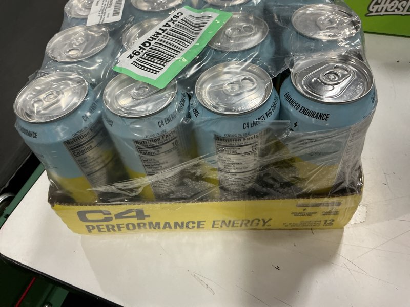 Condition photo showing New/Like New for (bbd 2026/10/13)  c4 carbonated zero sugar energy pre workout drink + beta alanine, (new) sparkling arctic snow cone, 16 fl oz, pack of 12 arctic snow cone 16 fl oz (pack of 12)