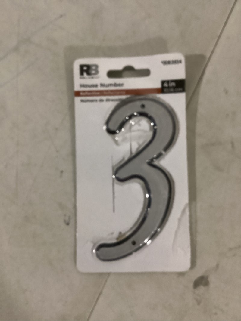 Condition photo showing As Is for reliabilt 4-in reflective silver number 3