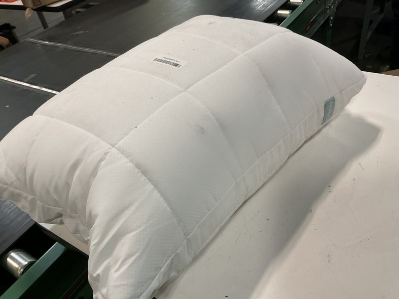 Condition photo showing As Is for nuzzle queen size adjustable firm pillow – hotel luxury neck support, height adjust soft cooling pillow for back, stomach or side sleepers-home gift queen size (set of 1) white