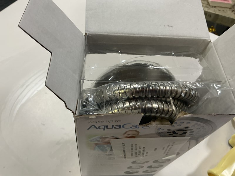 Condition photo showing As Is for As-Seen-On-TV High Pressure 8-setting Handheld Shower Head - Built-in Power Wash to Clean Tub, Tile & Pets, Overhead & Wall Brackets, Pure-Clean Nozzles, Extra-long 6 ft. Stainless Steel Hose