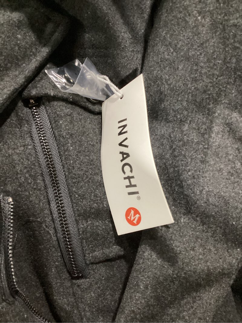 Condition photo showing As Is for INVACHI Men's Wool Blend Coat Warm Winter Trench Coat with Detachable Soft Scarf Single Breasted Pea Coat 13 Grey Medium
